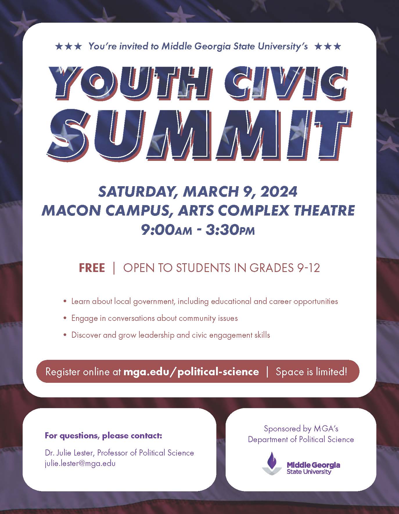 MGA Youth Civic Summit flyer.